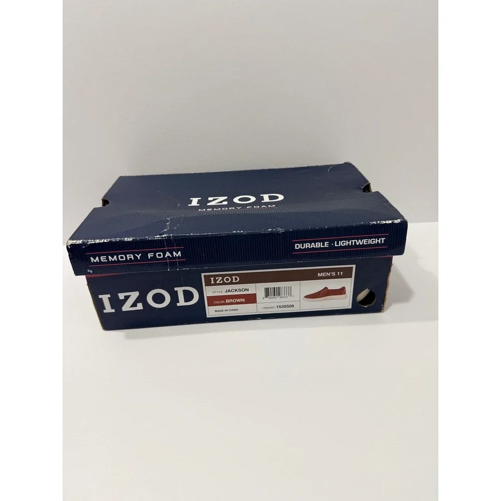IZOD Jackson Slip On Sneakers Mens 11 Brown Memory Foam Casual Shoes 1535508